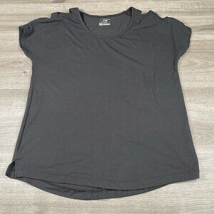Tek Gear Dry Tek Shirt Womens Size Medium Black Cold Shoulder Short Sleeve Top